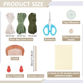 ORIGACH DIY Macrame Leaf Wall Hanging Kit for Beginners Adults, Easy Macrame Leaves Wall Hanging kit with Instruction Boho Macrame Tapestry for Living Room Bedroom Decor, Beige Green and Dark Green