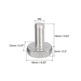 uxcell T-Slot Bolts, 10pcs M6x16mm T Slot Drop-in Stud Sliding Bolts 304 Stainless Steel T Shape Screws for T Track