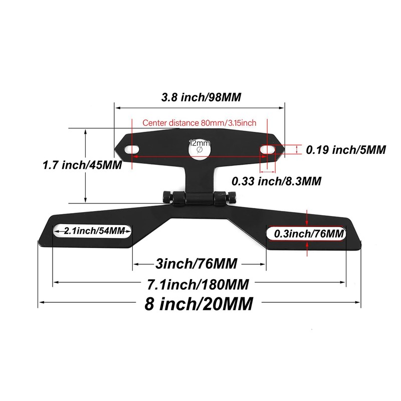 Universal Motorcycle License Plate Bracket, Adjustable Folding Mount Holder with