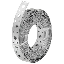 PATIKIL Galvanized Pipe Strap, 0.79 Inch x 33 FT 0.6mm Thickness Metal Strapping with Holes Bendable Pipe Hanger Strap for Pipe Supports Hanging, Silver Tone