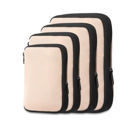 MURA Travel Pouch, Compression Pouch, For Travel, Beige (4-Piece Set)