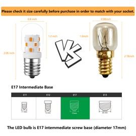 GIVOIVEC LED Microwave Oven Bulb,E17 LED Bulb dimmable, Suitable for Microwave Oven Bulbs, LED Electrical Bulb Above Stove, 3W 380LM Warm White 3000K 2 Pack (Warm White 3000K 2 Pack)