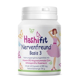 Basis 3 Nerve Friend Help in Stressful Times, for Poor Concentration with Ashwagandha, Rhodiola, B12, Magnesium Malate, Zinc