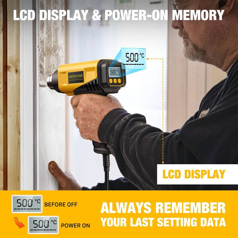 SEEKONE 2000 W Heat Gun with LCD Digital Display, 50