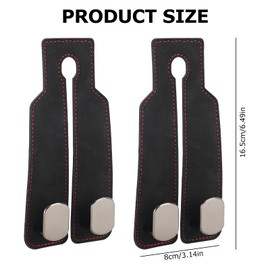 XTDMJ 2 Pcs Car Seat Back Storage Hook, Leather Car Seat Organiser Hooks, Car Hanger Storage Car Seat Back Organizer Car Headrest Hook, Car Seat Purse Hook for Bags,Purses, Handbags (Black)