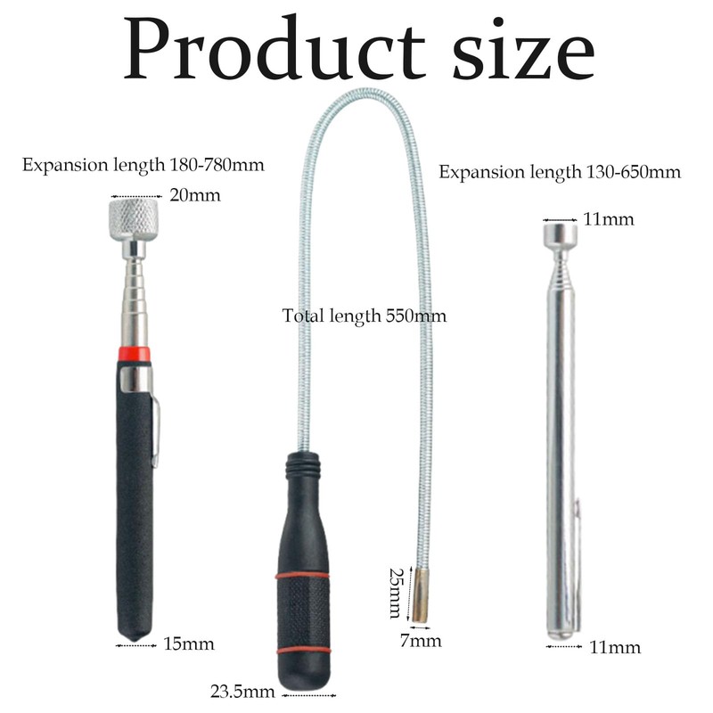 3 Pack Telescopic Magnet, Magnetic Pickup Tool, Telescopic Magnetic Pickup