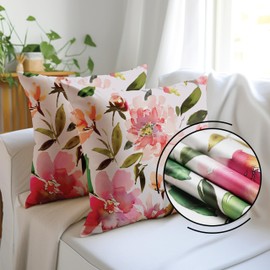 Encasa Homes Decorative Cushion Cover 20 x 20 Inches (50 x 50 cm) - F1 Spring - Digitally Printed Flower Cushion for Chair, Seat, Bed, Office and Home (2)