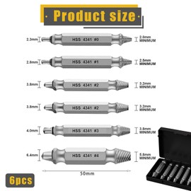 ChAusa Screw Extractor Set, 6 Pieces Screw Extractor, Silver Screw Extractor, with Magnetic Bit Holder, Separate Drill and Extraction Inserts, Extractor Apply to Damaged Screws