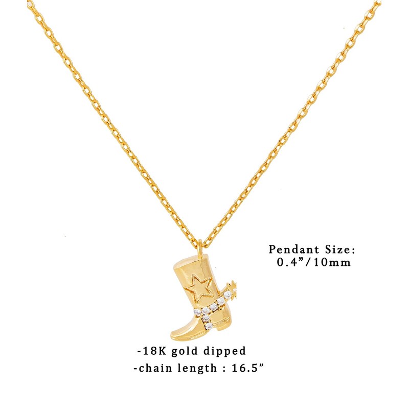 BLANK SLATE Mini Cowboy Boot Pendant Necklace (SILVER)