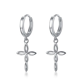 VONALA Celtic Cross Hoop Earrings Sterling Silver Hypoallergenic Jewellery Gifts for Women Teens Girls