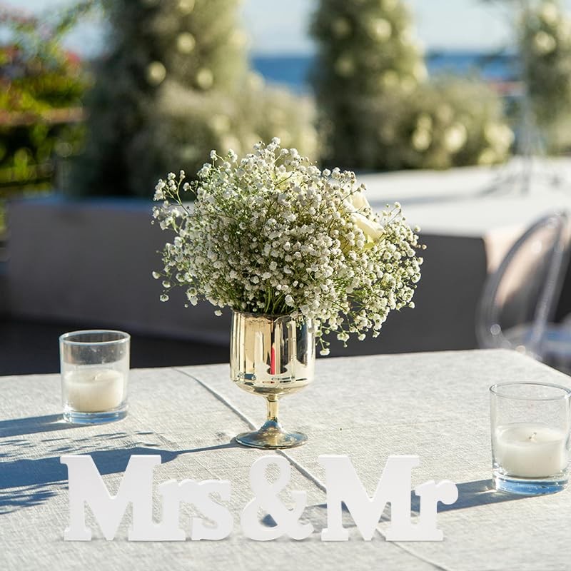 Mr and Mrs Sign for Wedding Table Decor White Wooden