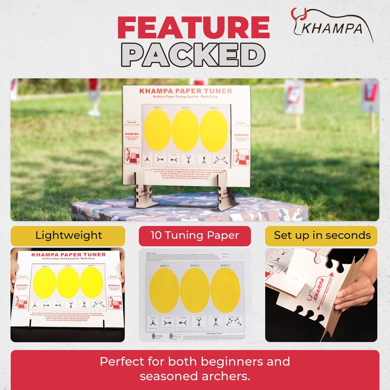 KHAMPA DIY Paper Tuning Archery Kit with 12 Paper Sheets-