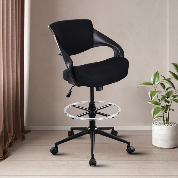 BOJUZIJA Ergonomic Drafting Chair,Standing Computer Desk Chair,Foot Ring,Lumbar Support,Swivel Task