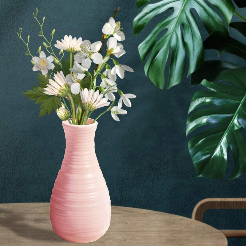 Unbreakable Vase for Flowers, Ceramic Look Plastic Vase for Home