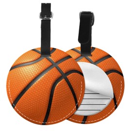 Luggage Tags Basketball Sport, Pu Leather Travel Id Label Name Tag for Backpack Baggage Suitcase Bags
