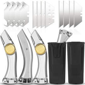 4 Pack Heavy Duty Fixed Roofing Knife with 16 Pcs Replacement Blades, Navajas Para Roofing and Drywall Tools, Shark Vinyl Utility Cutter for Carpet, Indoor Outdoor Construction Marking Herramientas