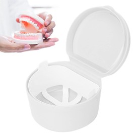 Estuche de Retenedor de Dentadura Postiza de 2 Uds, Estuche de Contenedor Protector de Boca Parcial Portátil, Estuche de Dentadura Postiza, Cajas de Almacenamiento de Dentadura de Ortodoncia(blanco)