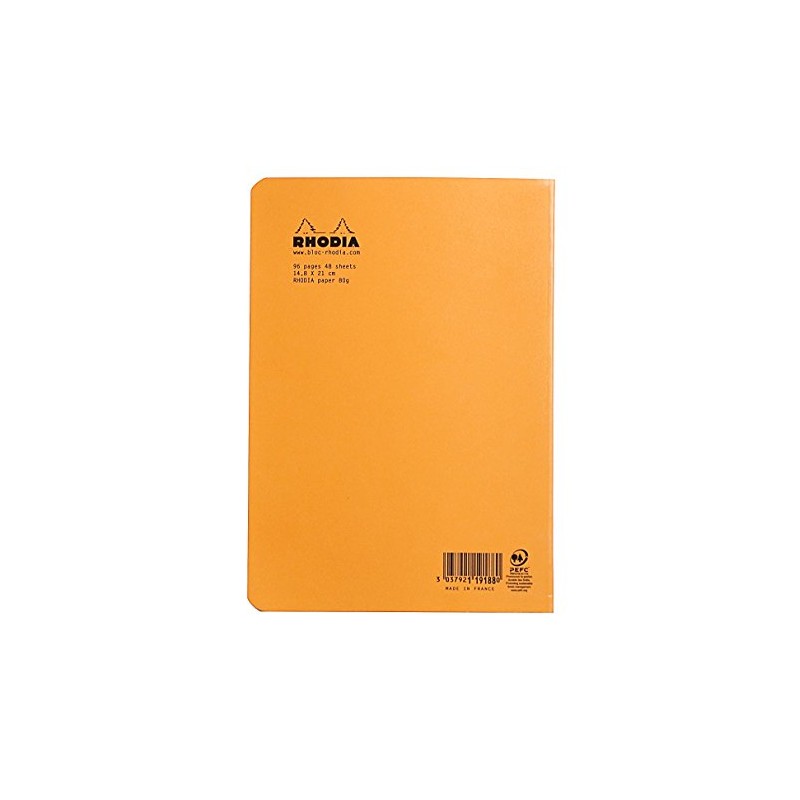 RHODIA 119188C - Orange Piqué Notebook - A5 - Lined