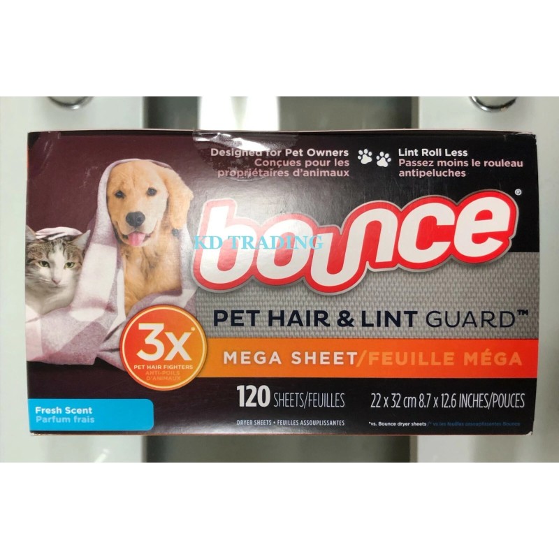 BOUNCE Pet Hair & Lint Guard MEGA Dryer Sheets -