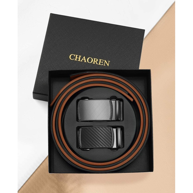Ratchet Belts for Men 2 Pack - 1 3/8" Leather