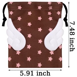 2 PCS Star Small Drawstring Pouch Storage Bags White Brown Pouches for Organization Cute Mini Cloth Bags with Drawstrings Small Organizer Bag Gift Pouches for Cosmetic Stationery Makeup Canvas Bag