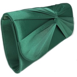 LeahWard Women's Satin Large Bow Clutch Bag Wedding Holiday Party Soft Handbag (Green)