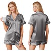 Ekouaer Satin Matching Pajamas Sets Couple Silk Button Down Sleepwear