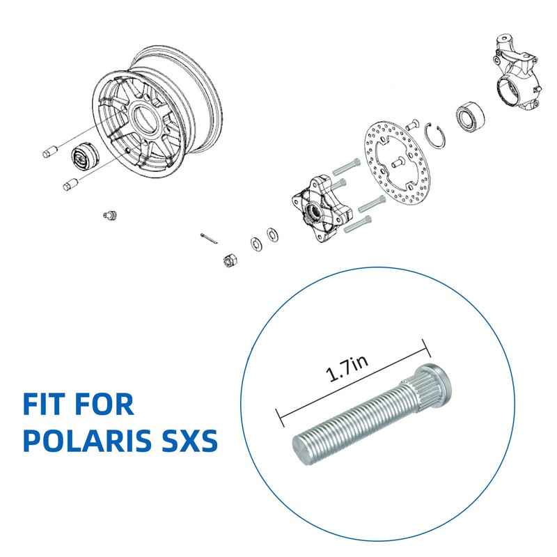 Front Wheel Studs 7517871 16 Pcs for Polaris RZR-4-800 RZR