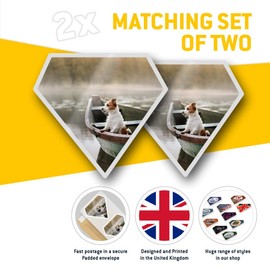 2 x Diamond Stickers 7.5 cm - Jack Russell Dog Fishing Boat Puppy Fun Decals for Laptops,Tablets,Luggage,Scrap Booking,Fridges, #14808