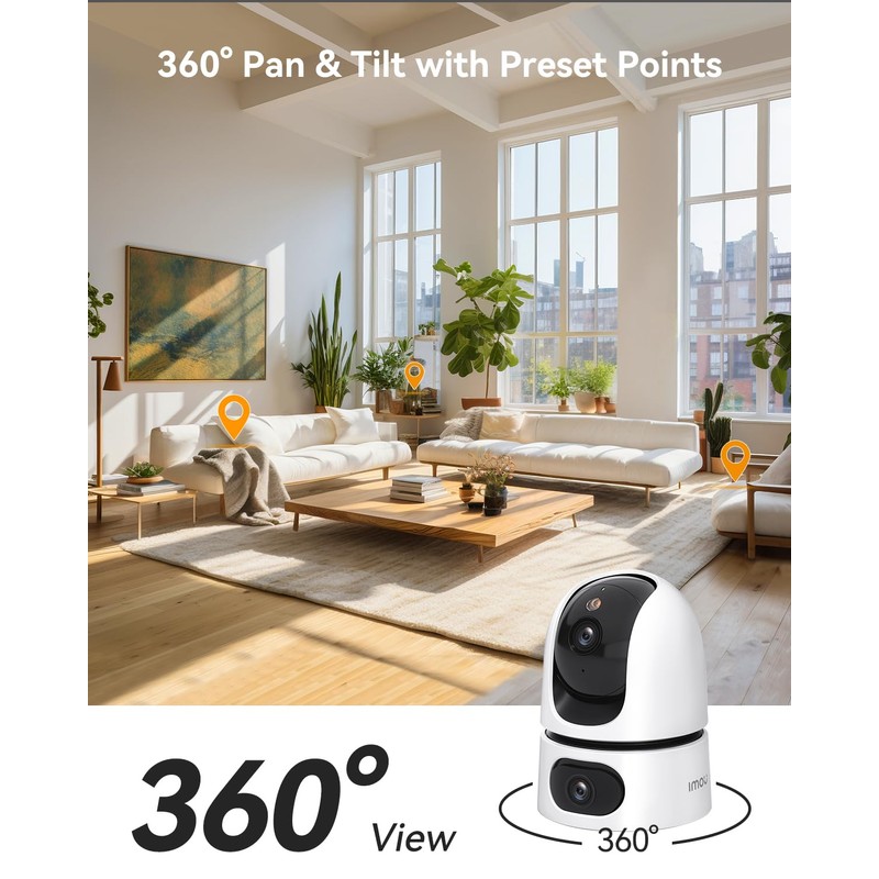 Imou Dual-Lens 2K+2K Indoor Security Camera, House Security Camera 360°Full