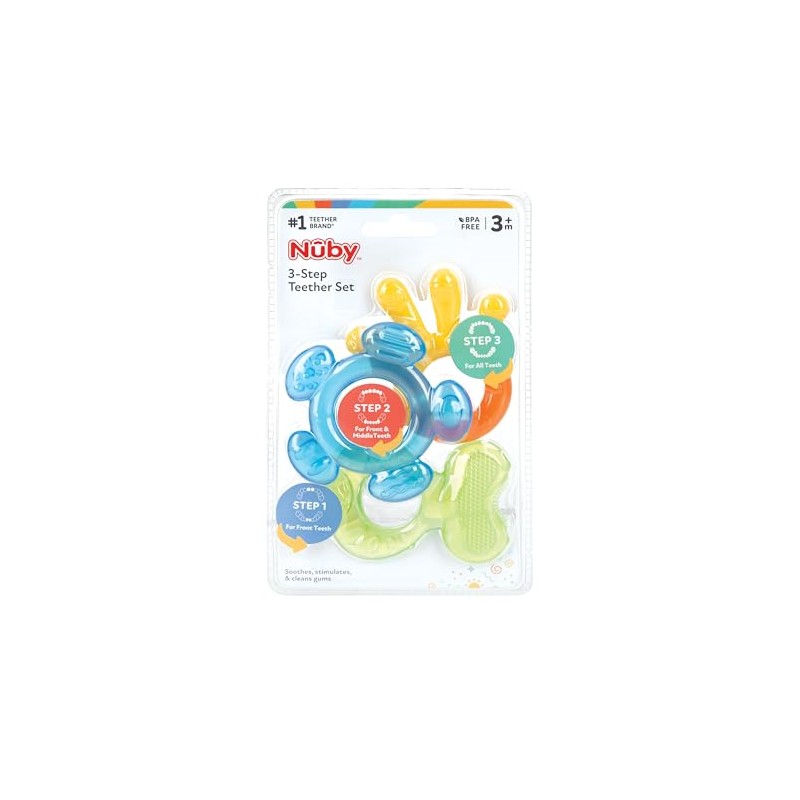 Nuby Three Step Teether Set | 3 Pack | 3m+