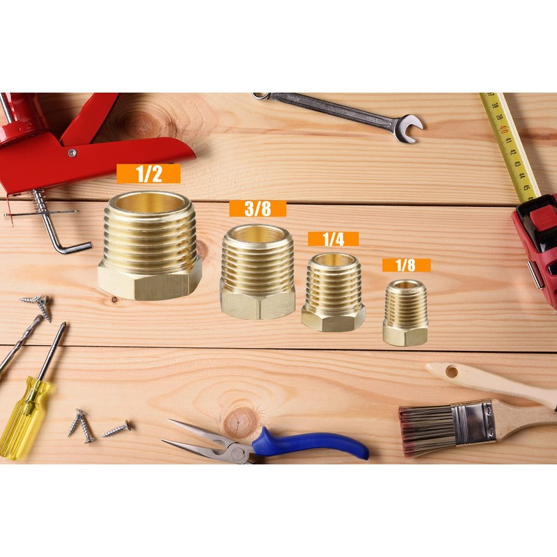 WHK 24 PCS Brass Hex Pipe Plug Fittings Kits,Brass Plugs