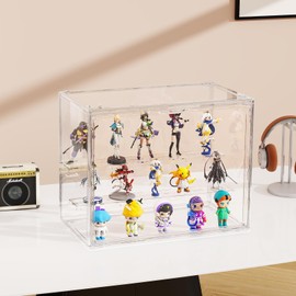 Clear Acrylic Blind Box ,3 Tier Acrylic Display Case for Figures, Dustproof Display Box with Magnetic Door and Riser Shelf ,Stackable Display Cases for Collectibles, Figures,Toy(1 Pack)