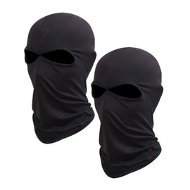 GWAWG 2 Holes Balaclava Classic Ski Mask Balaclava Winter Black Full Face Balaclava Double Hole Lightweight Knit Face Mask 2 Pack Black One Size, black