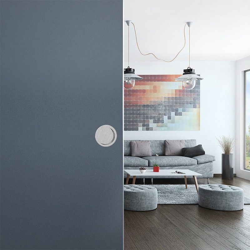 SLID'UP Sliding Door Handle Set Round Brushed Nickel for Passage