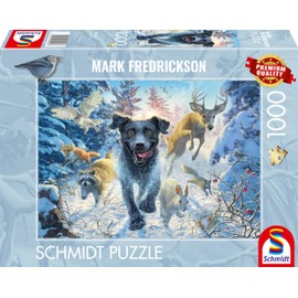 Schmidt Spiele 58558 Mark Frederickson Dog Love, Black Labrador in the Snow, 1000 Piece Jigsaw Puzzle, Multi-Colour