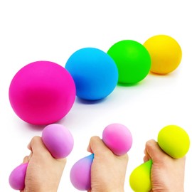 Squishy Stress Balls for Kids (4 Pack) Sensory Squeeze Ball Fidget Toys, Color Changing Dough Balls, Stress Relief Squish Balls, Colorful Stretch Ball Sensory Toys for Autism, Autistic Children