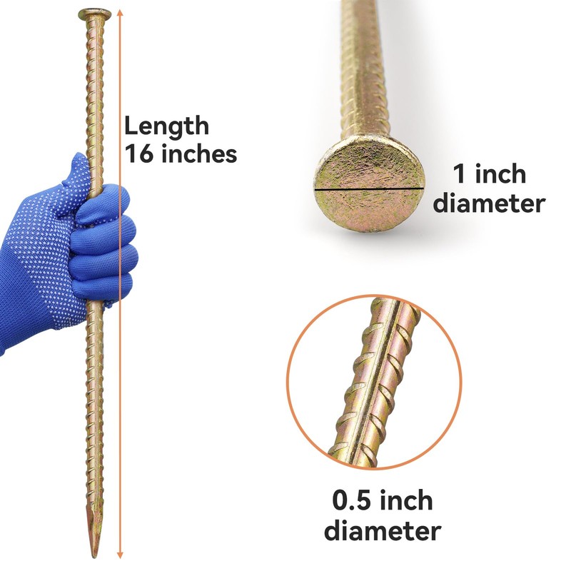 JPOIP 16 Inch Rebar Stakes - 1/2 Inch Diameter Galvanized