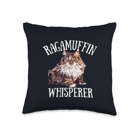 Ragamuffin Cat Lovers & Owners Funny Gift & Tshirt Ragamuffin Whisperer Funny I Love My Cats Throw Pillow, 16x16, Multicolor