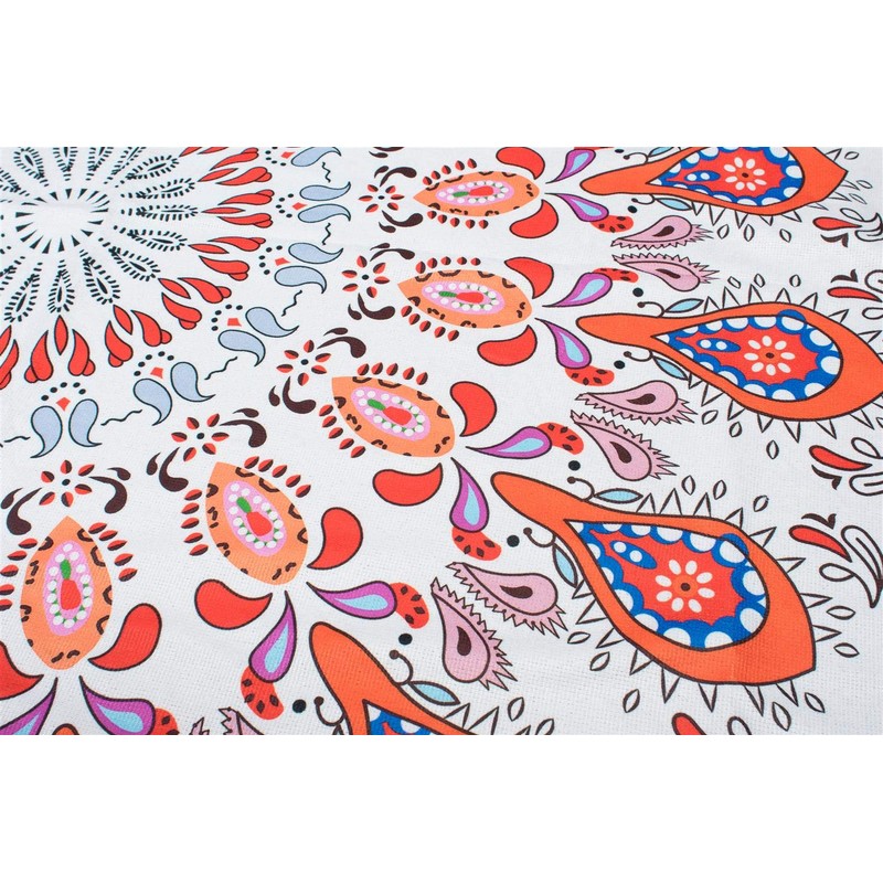 styleBREAKER Rectangular Beach Towel with Paisley Ornament Pattern and Pompom