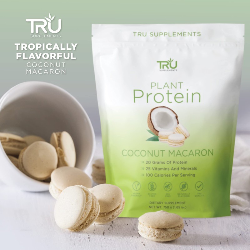 TRU Supplements Plant Based Protein Powder, BCAA, EAA, 20g Vegan