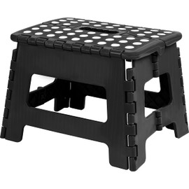 Utopia Home Folding Step Stool - (Pack of 1) Foot Stool with 9 Inch Height - Holds Up to 300 lbs - Lightweight Plastic Foldable Step Stool for Kids, Kitchen, Bathroom & Living Room (Black)