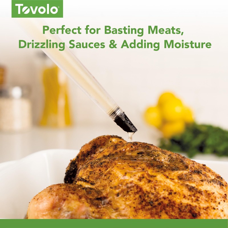 Tovolo Turkey Baster with Cleaning Brush Dripless Angled Tip for