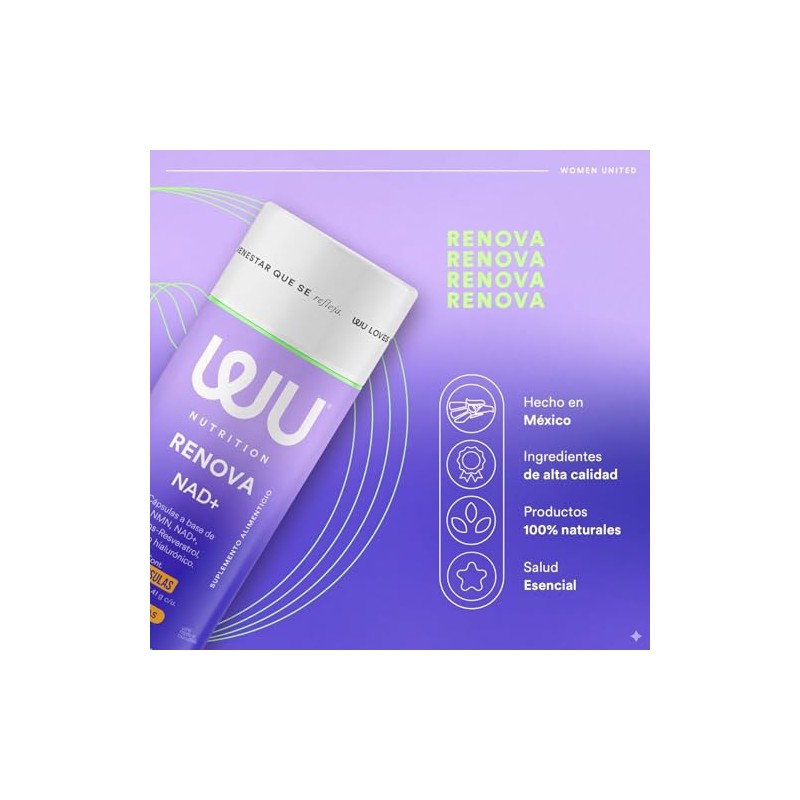 WU Nutrition RENOVA NMN + NAD + Trans-Resveratrol Suplemento 60