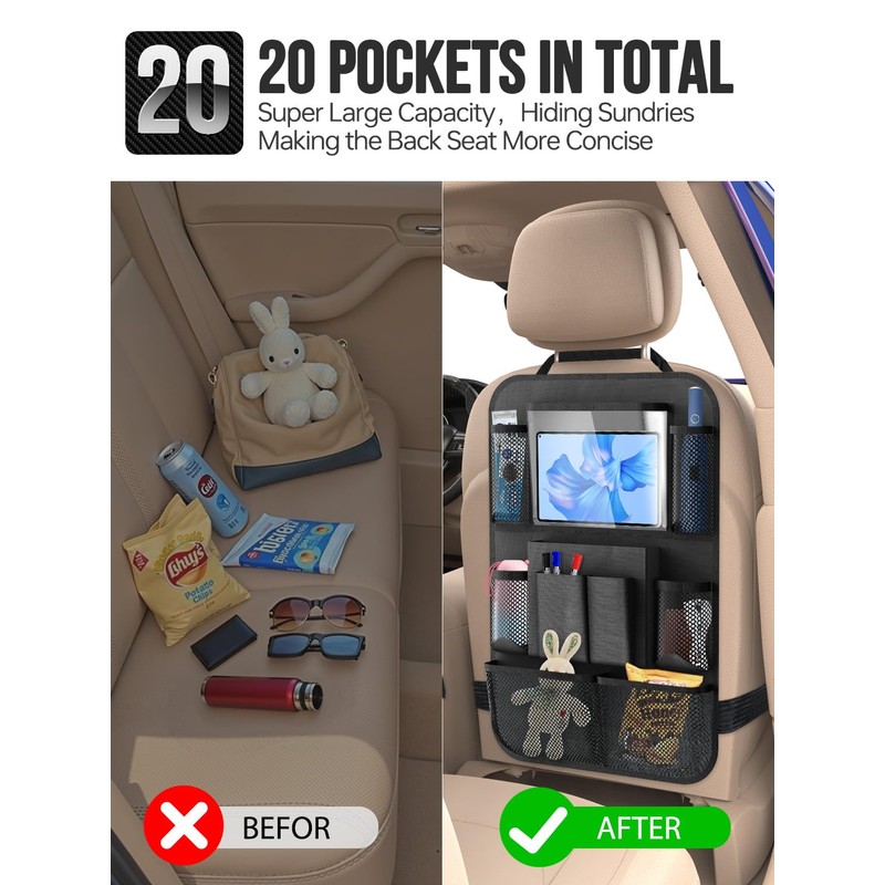 Backseat Car Organizer(20 Storage Pockets),Come with Free 1 Seat Net