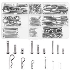 Mardatt 122 Pcs 15 Sizes 304 Stainless Steel Clevis Pin and Clips Assortment Kit, M4 M6 M8 Single Hole Clevis Pin and M1.5 M2 M3 Split Cotter Pin/ R Clip Hitch Pin for Auto (Metric)