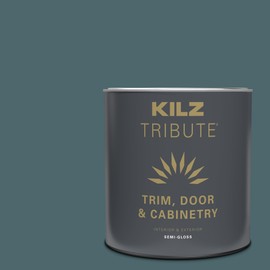 KILZ Tribute Cabinet Paint & Trim Paint, Interior/Exterior, Semigloss, Oceans Deep, 1 Quart