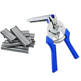 Clamp Hog Ring Pliers, Rapid Fence Plier with 600pcs M Clips, Hog Ring Animal Wire Mesh Cage Installation Repair Hand Tools for Chicken Rabbit Pet Cage Mattresses
