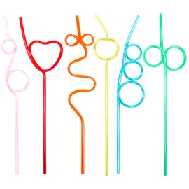 24 Pcs Crazy Straws,Silly Straws for Kids,Reusable Plastic Fun Straws,Reusable Silly Straws,Crazy Straws for Kids,Crazy Reusable Fun Straws for Christmas Birthday Party Supplies