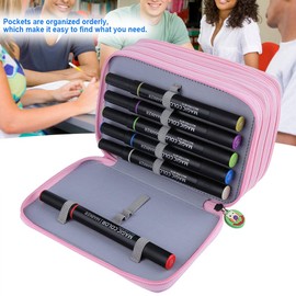 Estuche Lapices, 72 ranuras 4 capas de gran capacidad caja de lápiz caso de almacenamiento de lápiz con compartimento Estuche de Organizador Lápices para dibujo boceto arte escuela adultos(Pink)